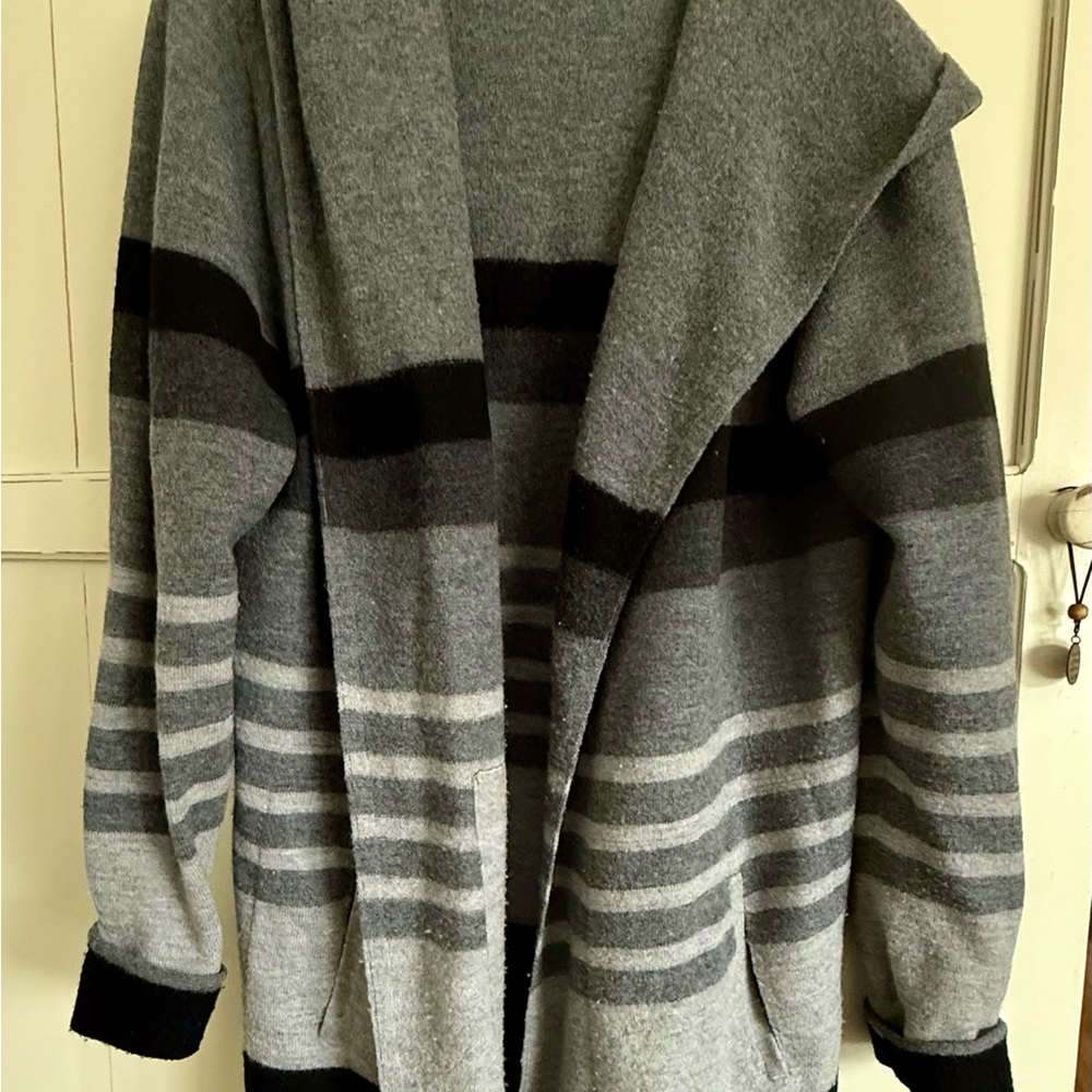 Toad&Co Gray and Black Striped Cardigan
